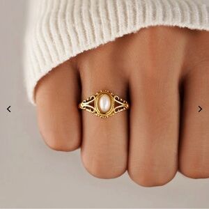18k Gold Plated Delicate Natural Freshwater Pearl Rings